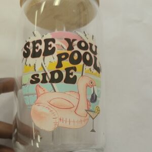 Poolside Flamingo Glass Jar